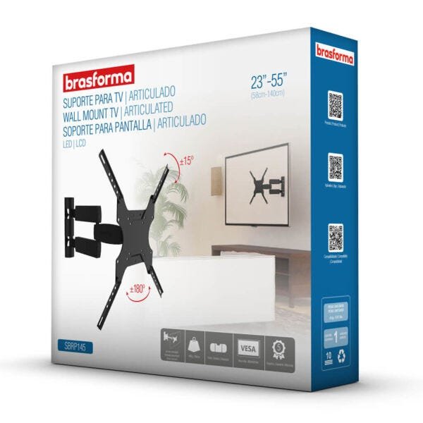 Suporte Articulado para TV Led, LCD, Plasma, 3D, Smart TV de 23” a 55” – Brasforma Sbrp 145 - 4