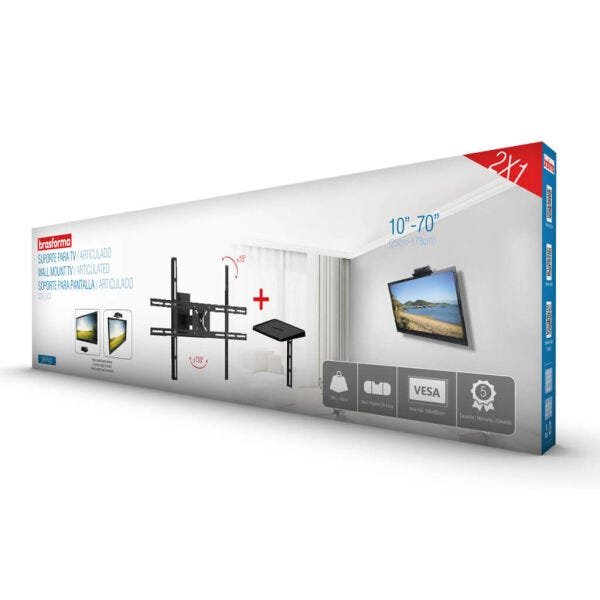 Suporte Articulado para TV Led, LCD, Plasma, 3D e Smart TV de 10” a 70” – Brasforma Sbrp 430 + Supor - 4