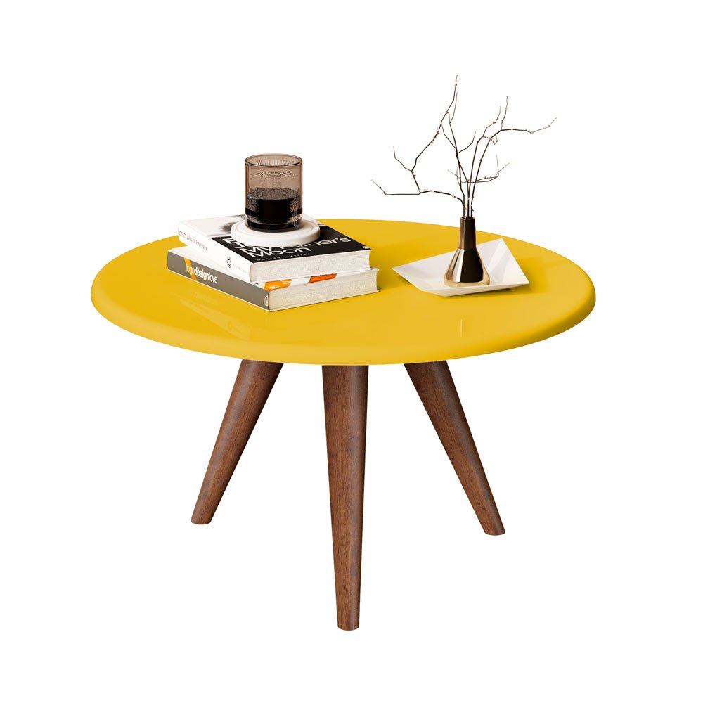 Mesa De Centro Retro Livia Amarelo Pes De Madeira MadeiraMadeira