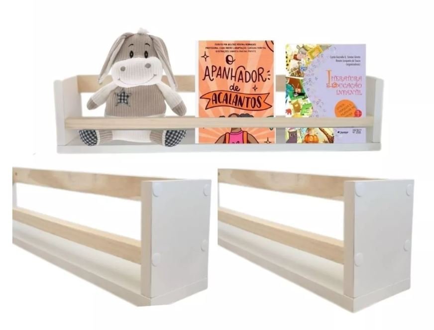 Kit Prateleiras Porta Livro Infantil Pinus E Mdf Branco Madeiramadeira