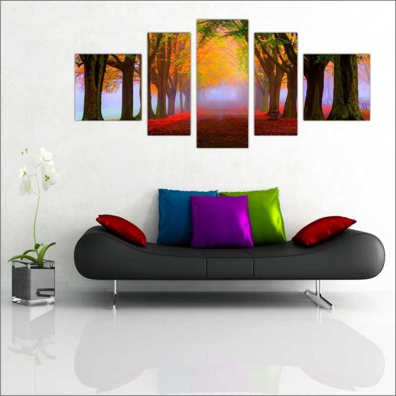 Quadro Decorativo Árvore Paisagem Natureza Folhagem Mosaico