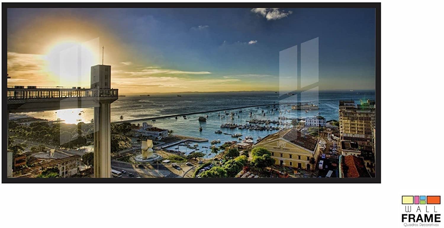 Quadro Decorativo Cidade Salvador Elevador Lacerda 130x60 Moldura Preta