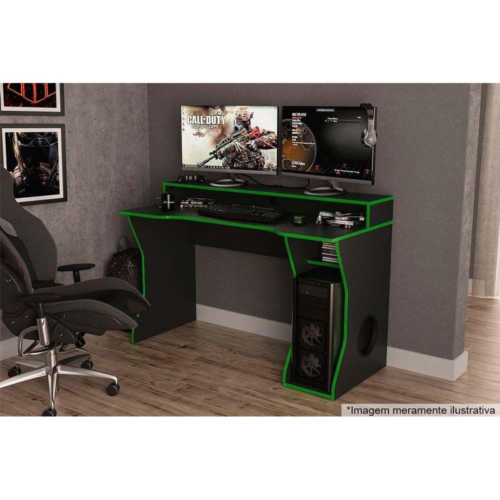 Mesa De Computador Gamer Fremont Preto Verde Politorno Madeiramadeira