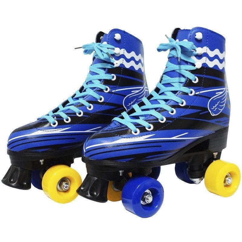 Patins Clássico Tradicional Quad 4 Rodas Roller de Rua Masculino Azul