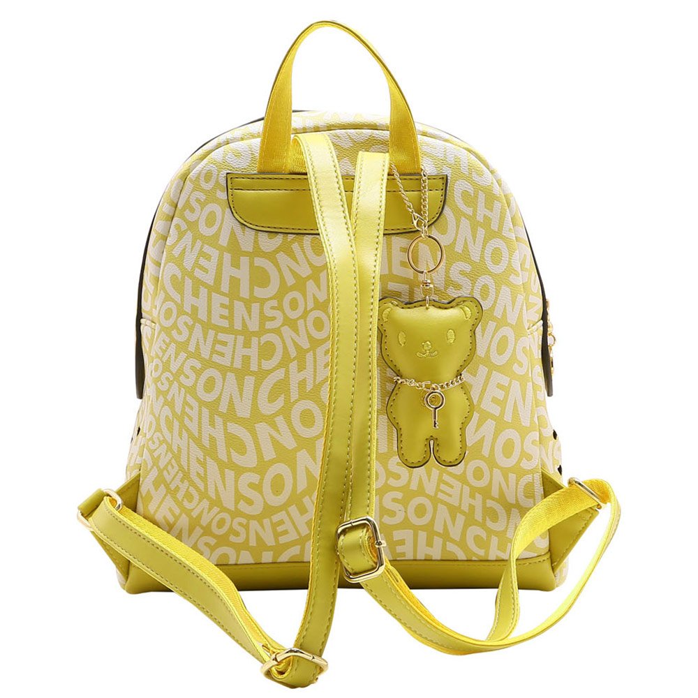 Bolsa Mochila Chenson Monograma Curvas CG83693 Amarelo MadeiraMadeira