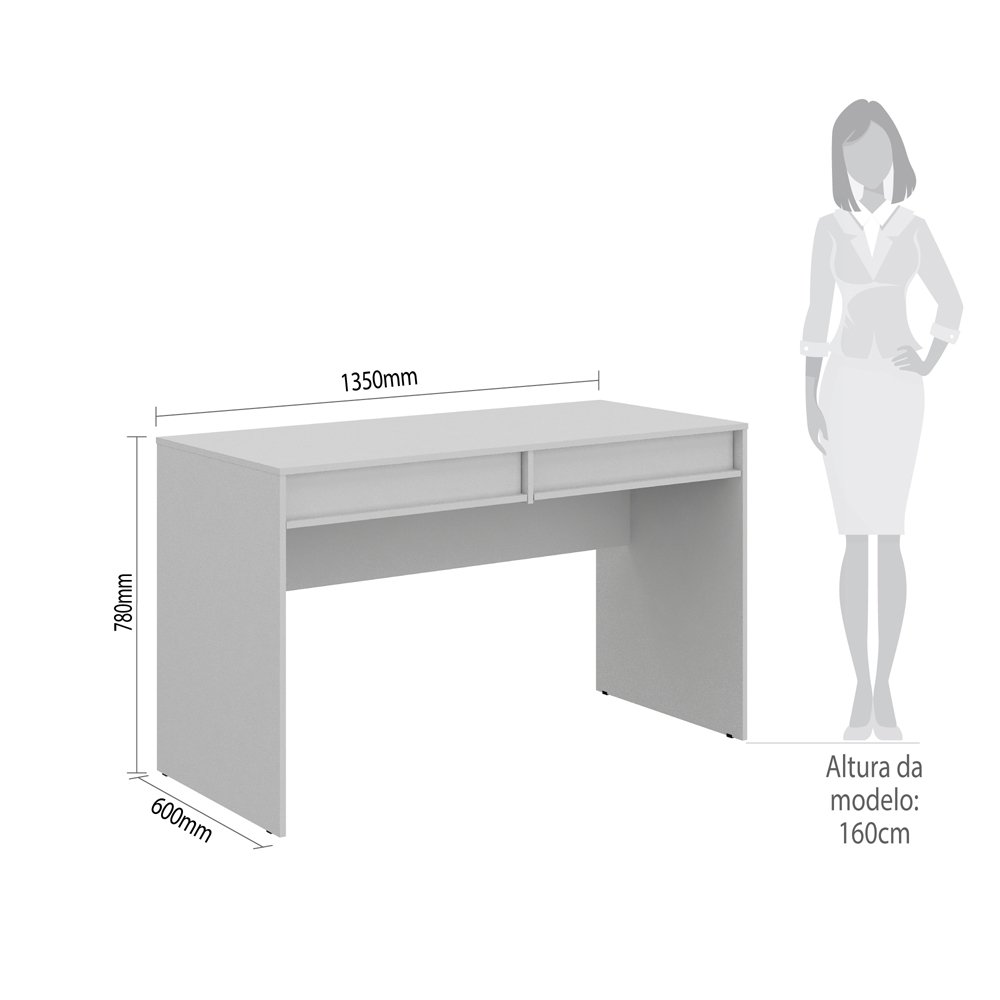 Mesa Para Escrit Rio Gavetas Weboffice Cinza Madeiramadeira