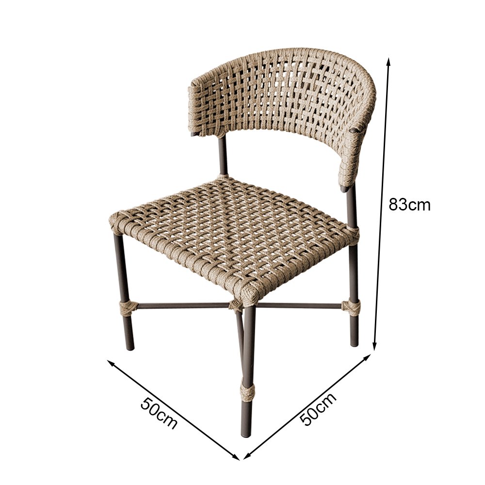 Kit 6 Cadeiras de Jantar Hortz em Alumínio e Corda Naútica Rami