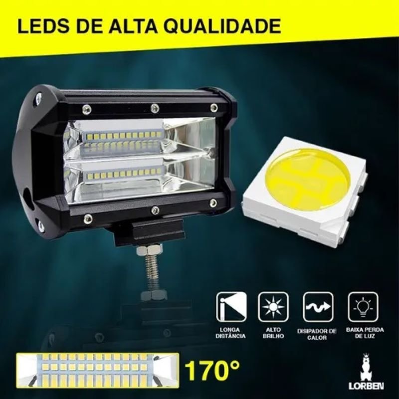 Farol Milha Retangular Led W Off Road Trilha X Lorben Madeiramadeira