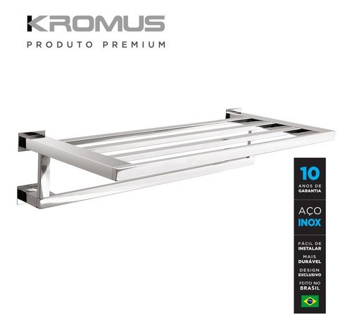 Toalheiro Rack Cm Inox Kromus Rt Madeiramadeira