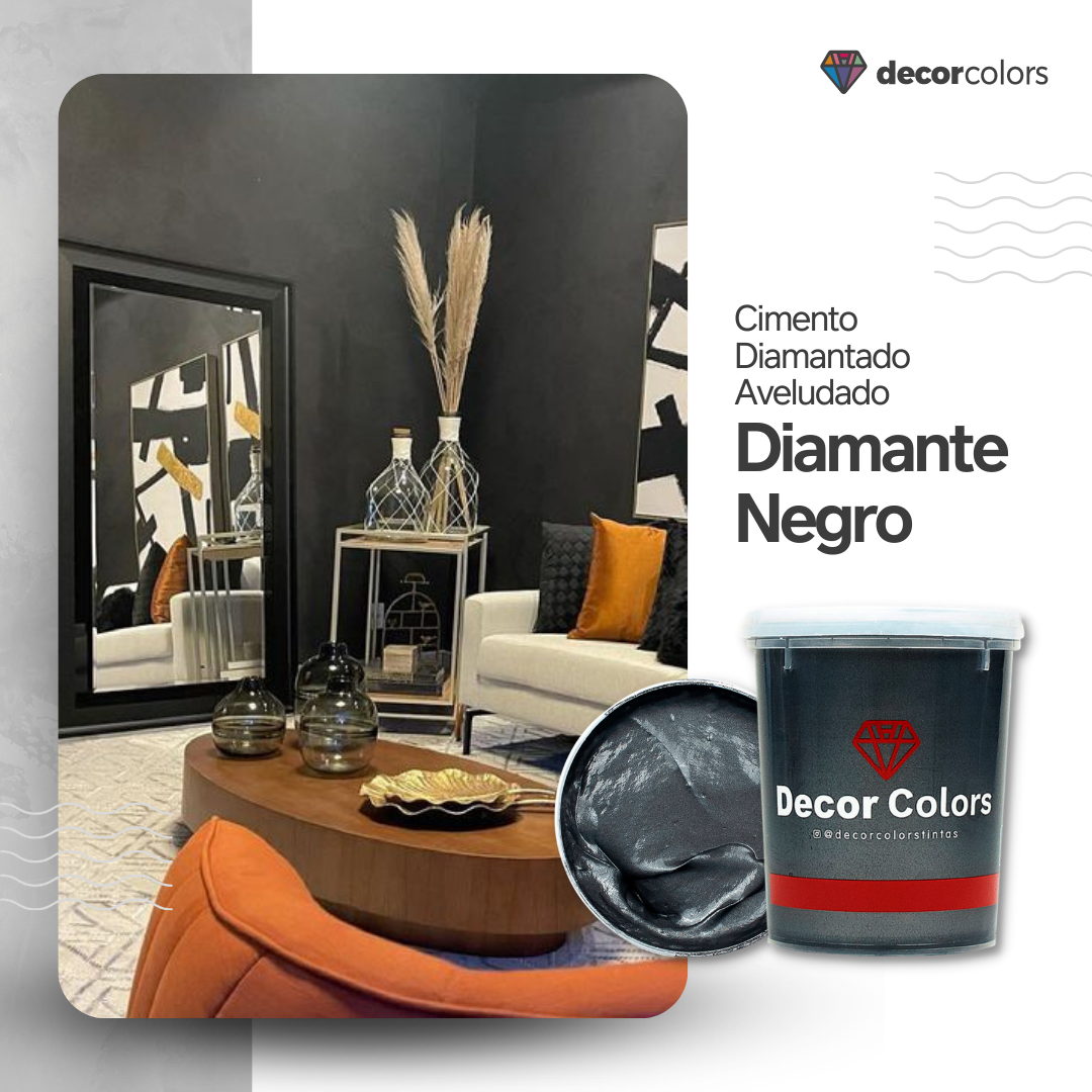 Decor Colors Tinta Efeito Cimento Queimado Diamantado Diamante Negro