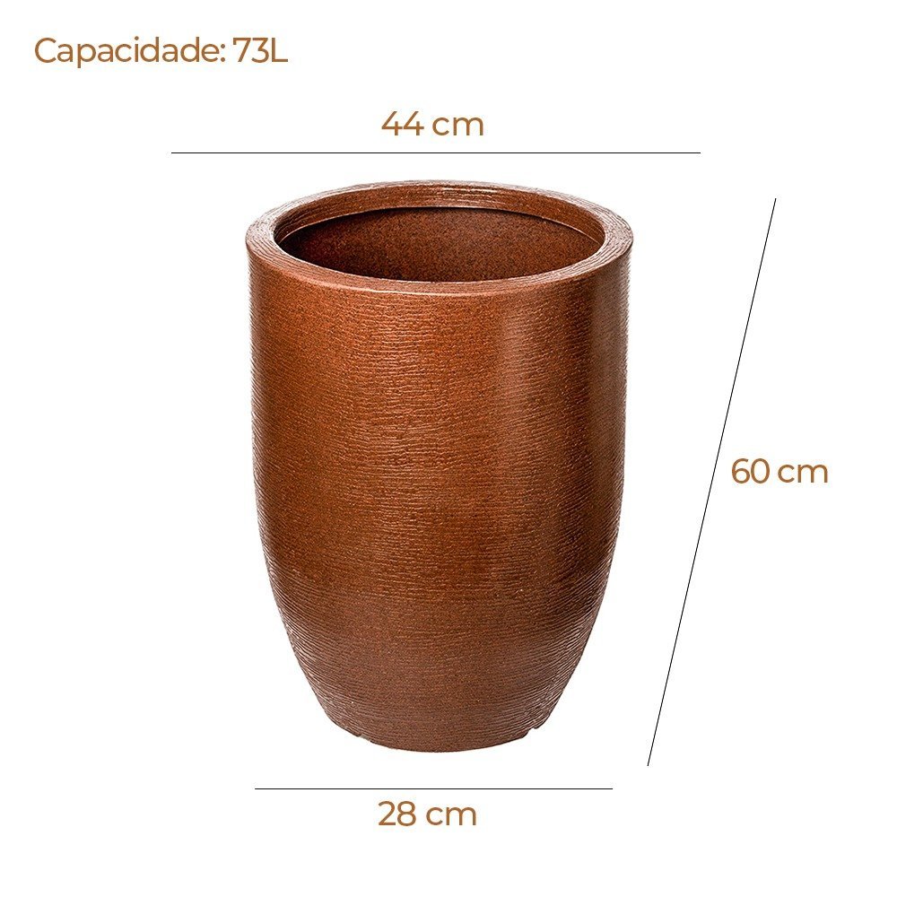 Vaso De Planta Grande Em Polietileno Sem Furo Na Base De 73L