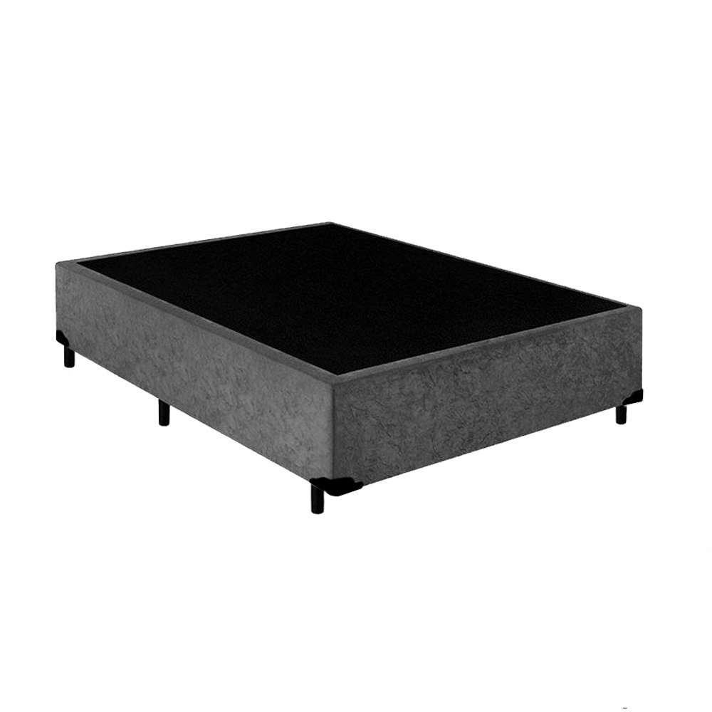 Base Box Casal Superbau Suede Cinza 138x188 MadeiraMadeira