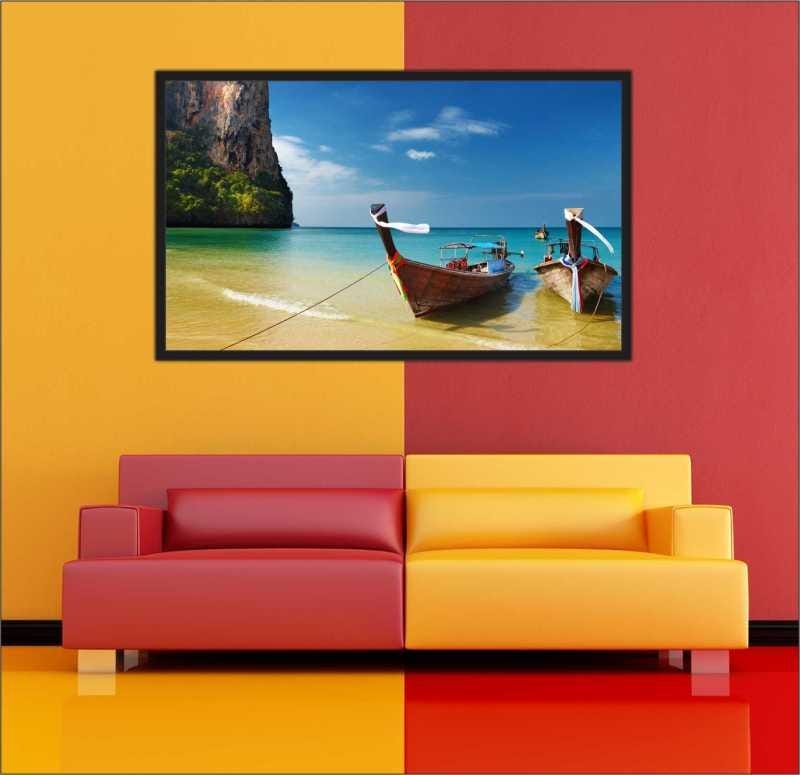 Quadro Decorativo Paisagem Barco Praia Mar Decorar Salas Madeiramadeira