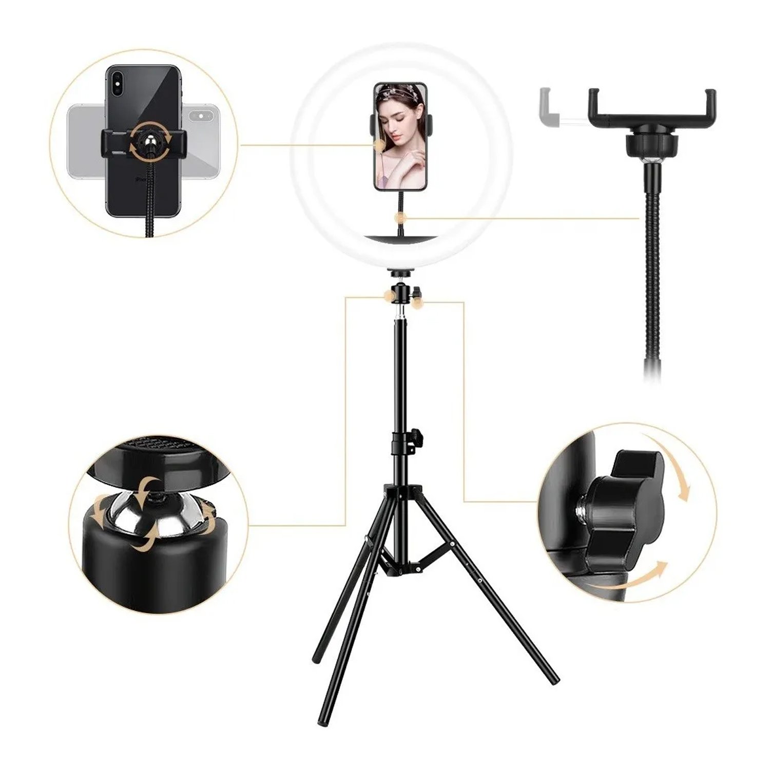 Iluminador Ring Light Anel Luz Cm Make Fotos Trip U Unica Unica