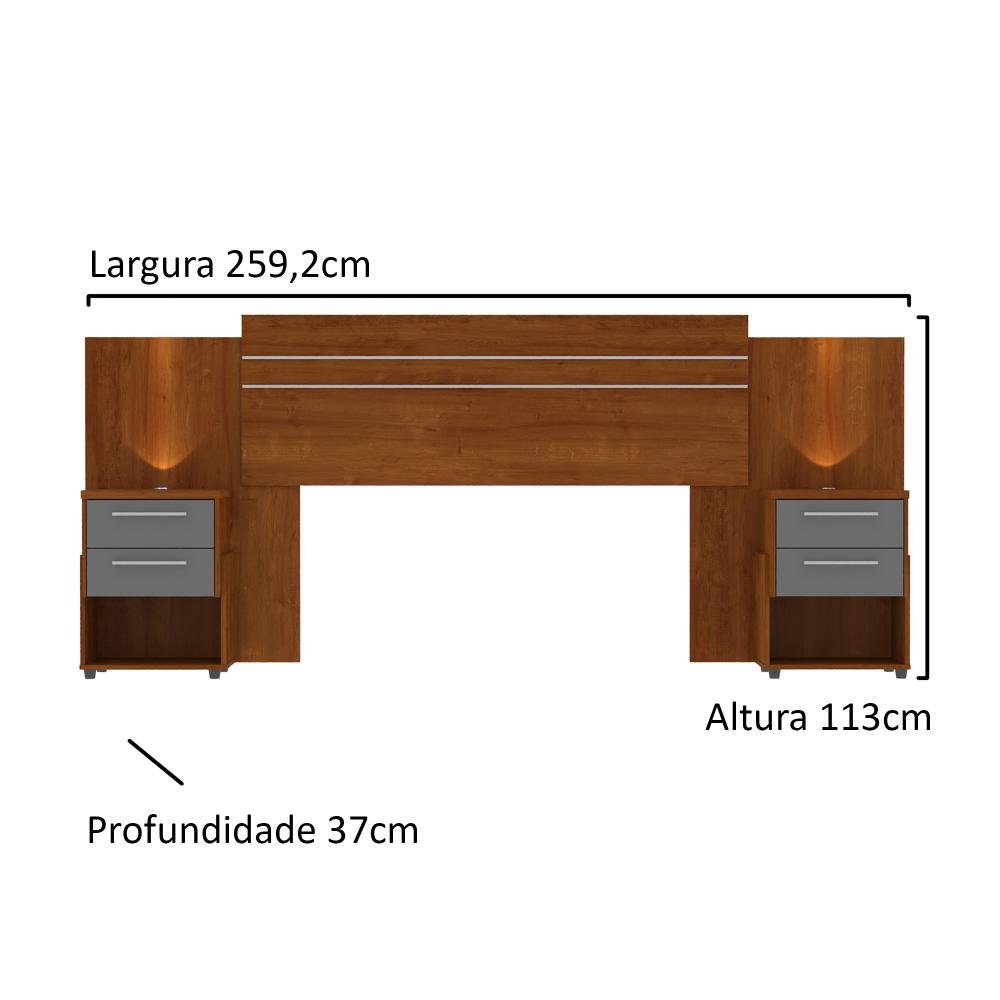 Cabeceira Expansível para Cama de Casal ou Queen Nicho e Led