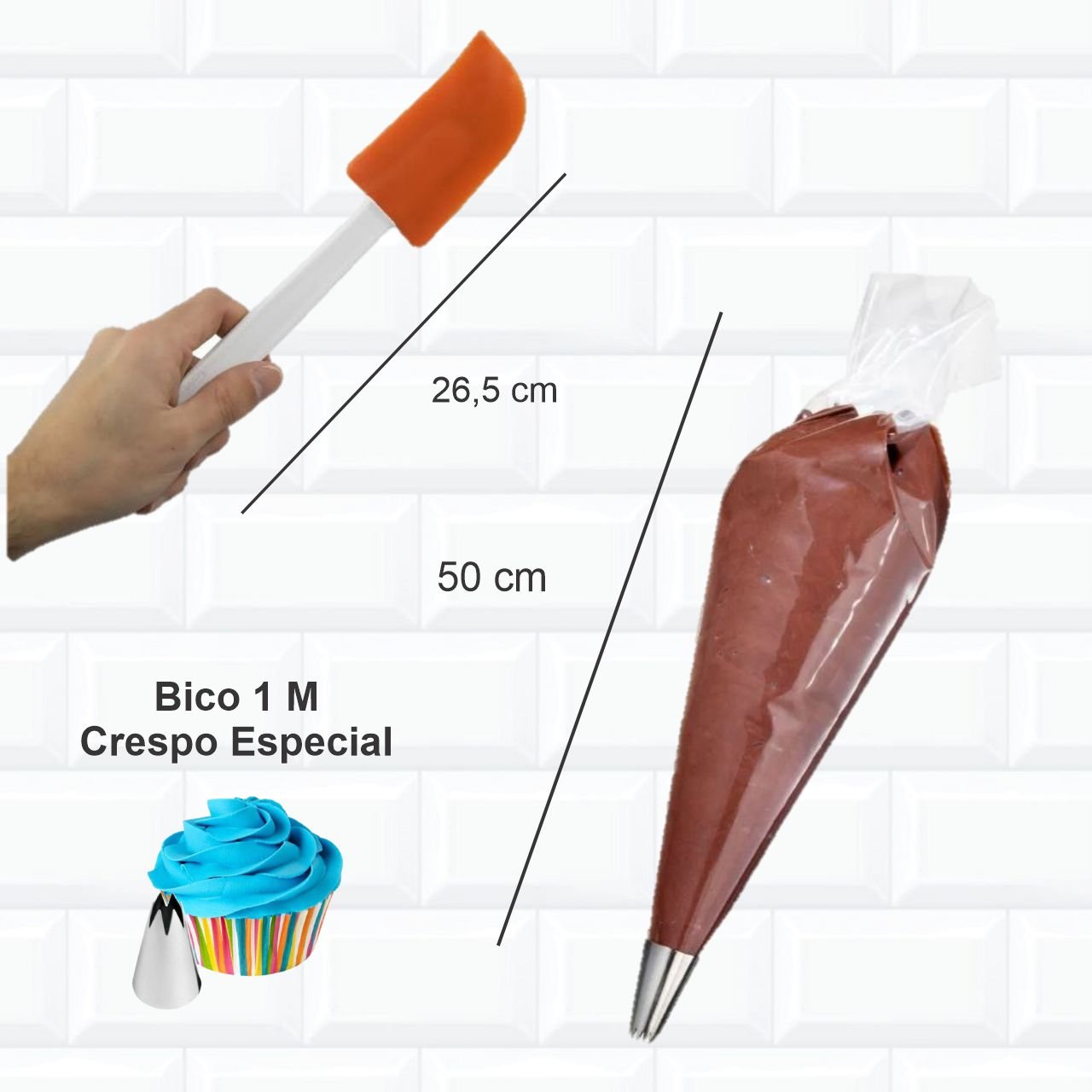 Kit Confeitaria Forma De Bolo 20 Cm Espátula Sacos Bicos MadeiraMadeira