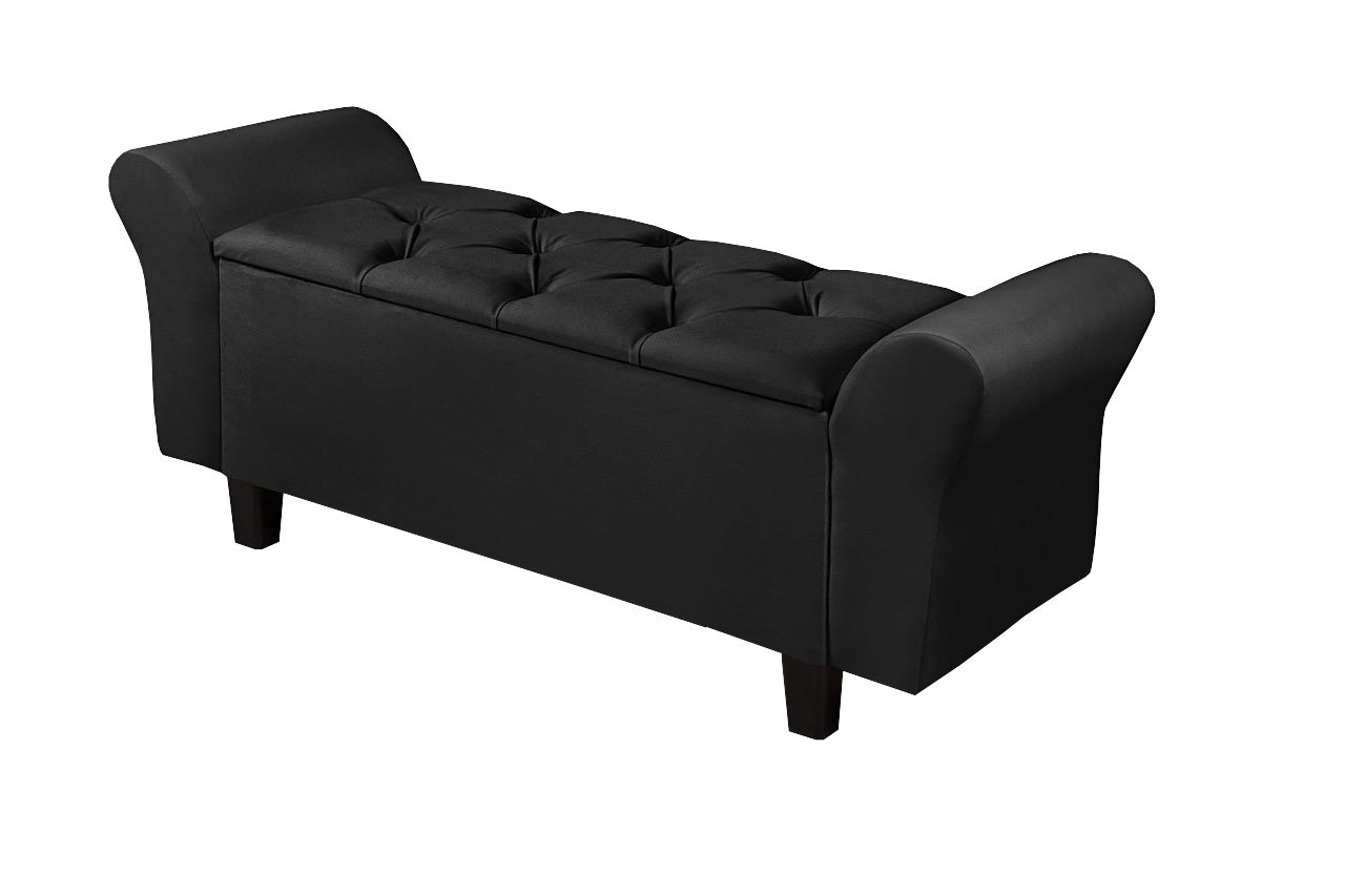 Recamier Baú Lara 130 cm para Cama Casal Preto MadeiraMadeira