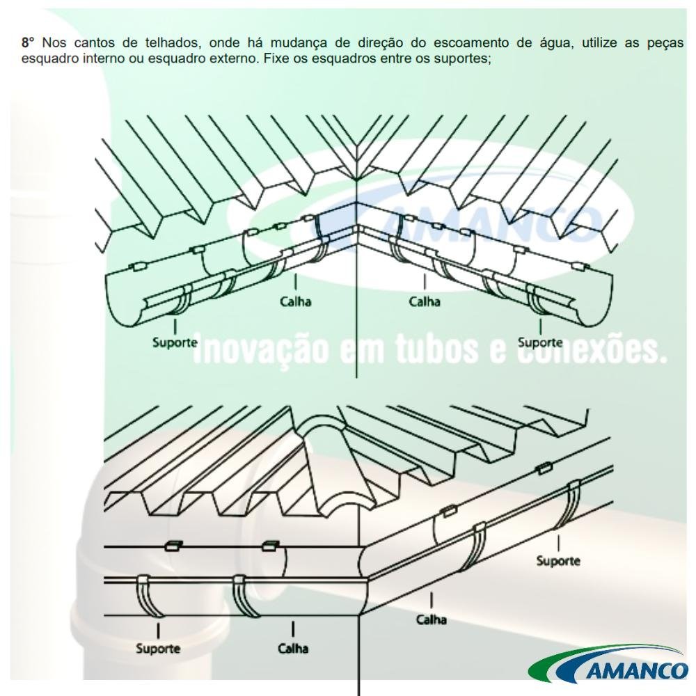 Esquadro Interno Para Calha Pluvial Redonda Pvc Bege Para Capta O