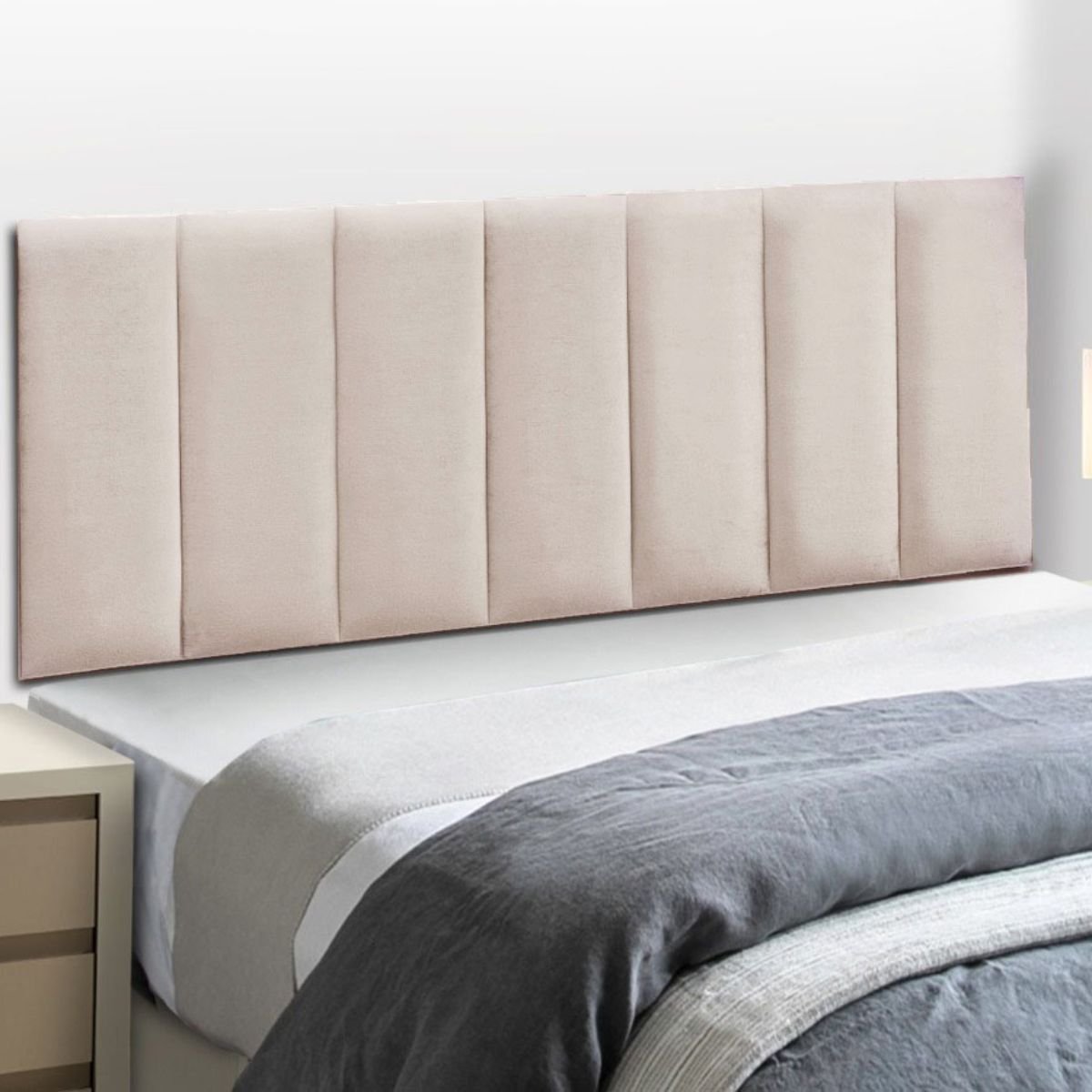 Cabeceira Estofada Painel Modulada Athenas Veludo Cama Box Casal Cm