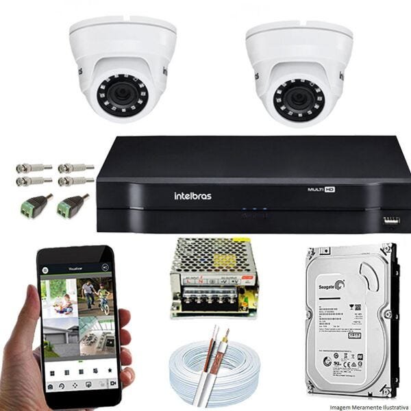 Kit Cftv 2 Câmeras Vmd 1010 AHD Dvr 4 Canais Intelbras MHDX HD 320gb