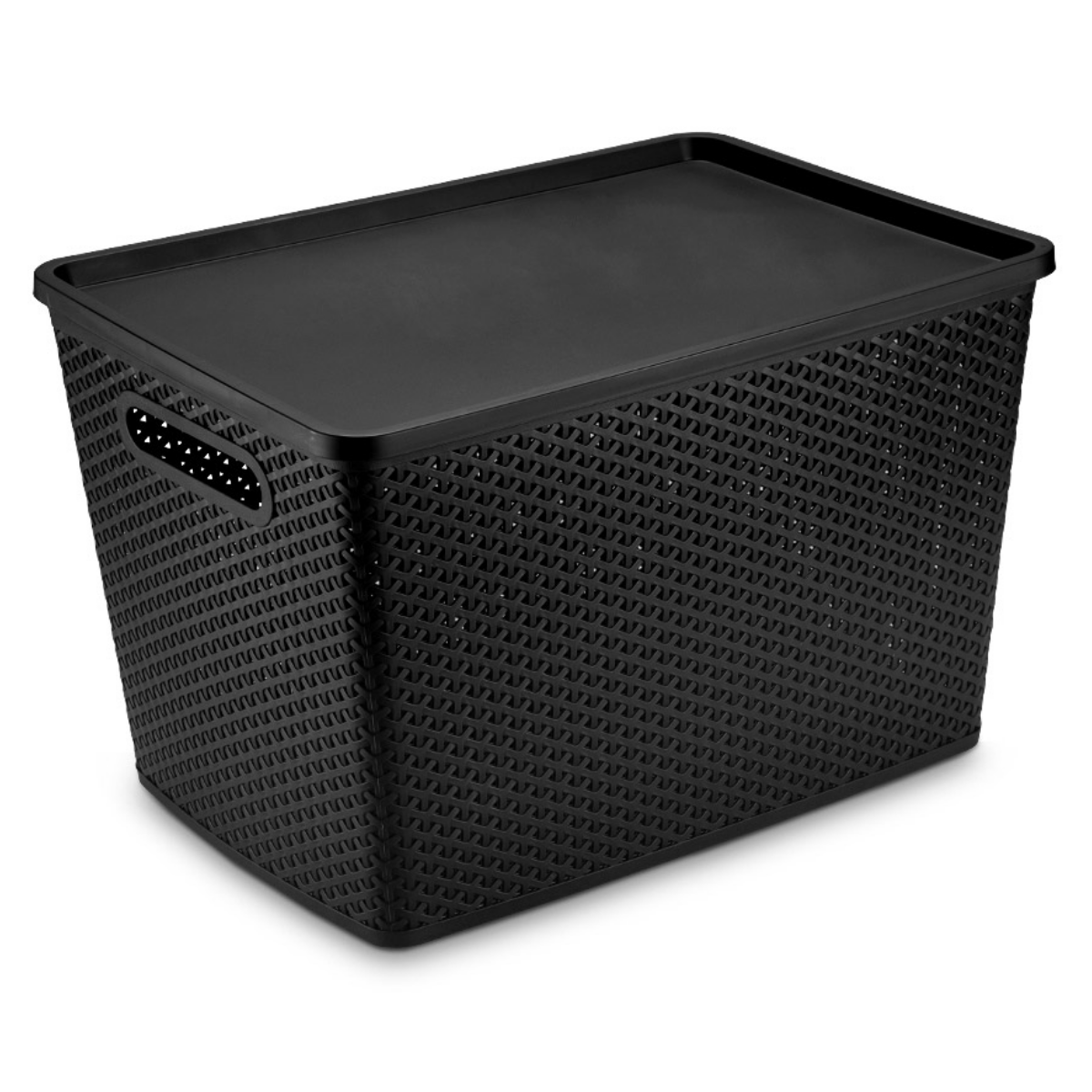 Caixa Organizadora Rattan Grande Tampa 50 Litros Preto MadeiraMadeira