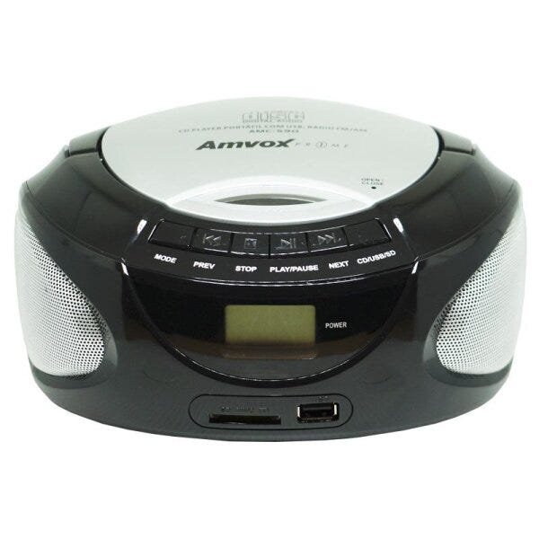 Rádio Portátil Boombox Som Cd Mp3 Player USB SD Fm Am Bivolt Amvox Amc