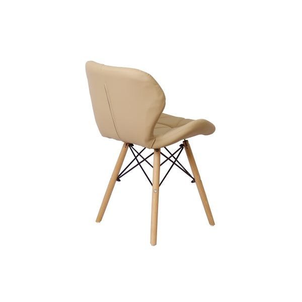 Kit 4 Cadeiras Charles Eames Eiffel Slim Wood Estofada Nude