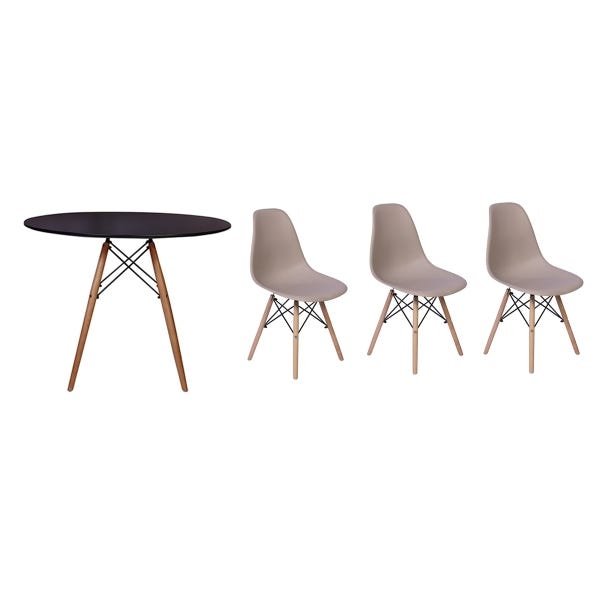 Kit Mesa Jantar Eiffel Cm Preta Cadeiras Charles Eames Nude