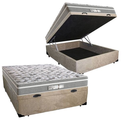 Cama Box Ba Casal Suede Bege Colch O De Molas Ensacadas