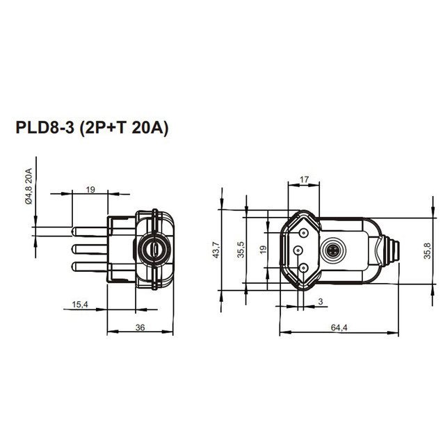 Plug Plugue Macho Pinos Graus Tomada Femea Pinos A Preto