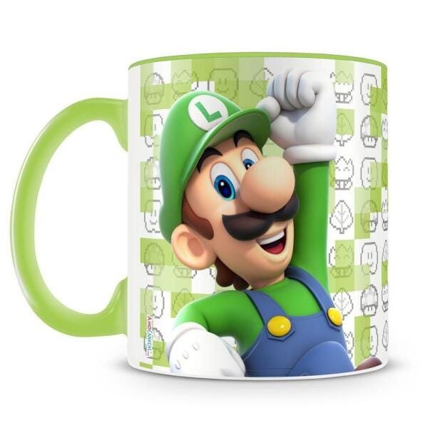 Caneca Personalizada Super Mario Luigi MadeiraMadeira