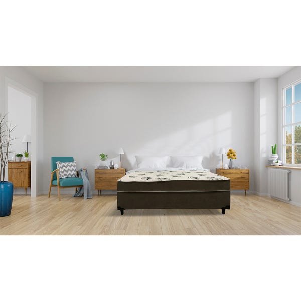 Cama Casal Conjugado Ortopédico Suede Bege Branco MadeiraMadeira