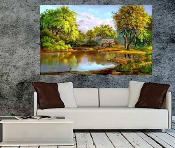 Quadro Pintura Paisagem Óleo Sobre Tela Cod 3007 120cm A x 190cm L