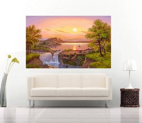 Quadro Pintura Paisagem Óleo Sobre Tela Cod 3003 70cm A x 110cm L