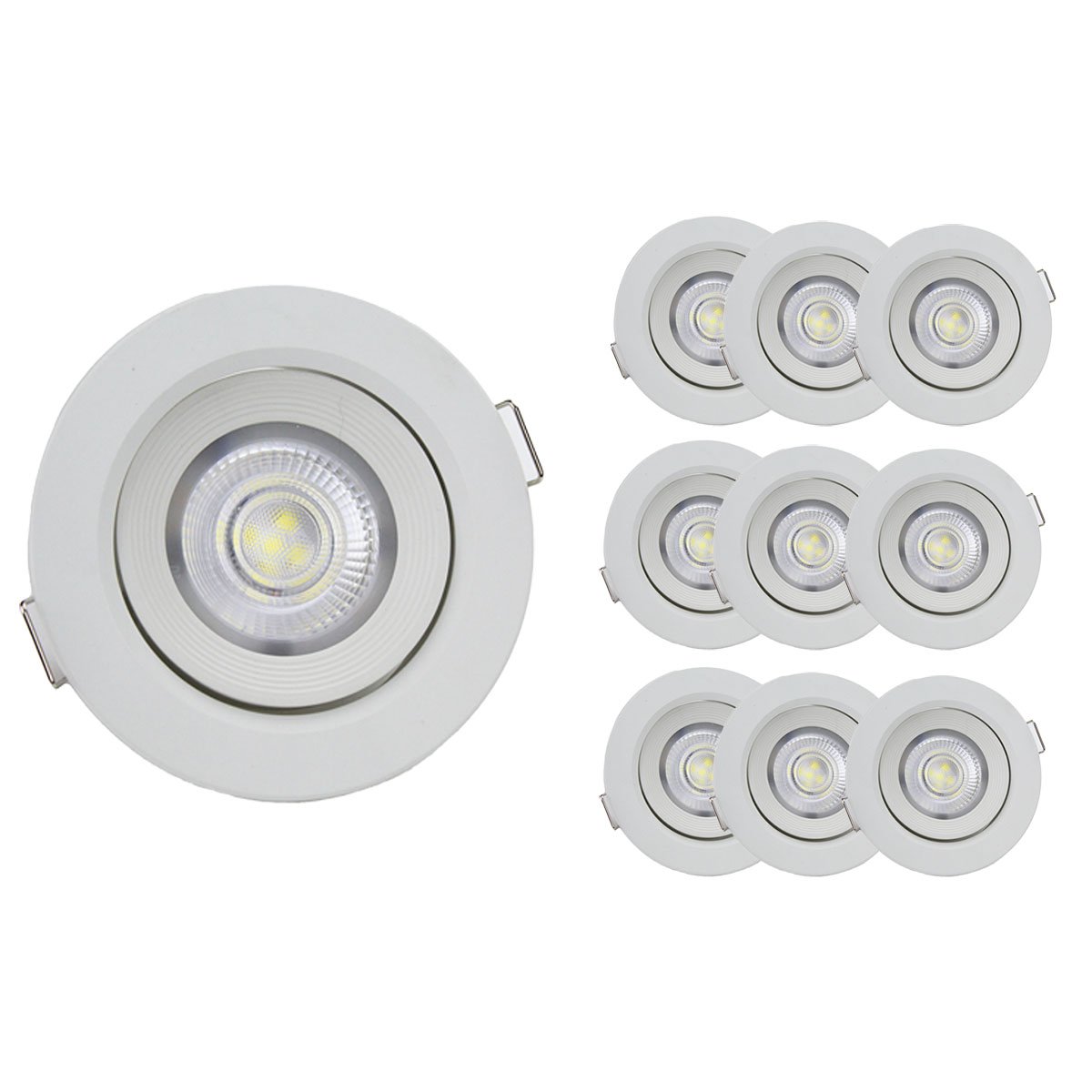 Kit 10 Luminaria Foxlux Spot Led 5W Redondo 6500K Bivolt MadeiraMadeira