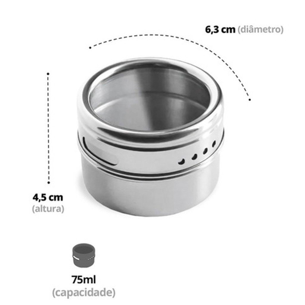 Porta Temperos E Condimentos Magn Tico Inox Potes Im Magn Tico