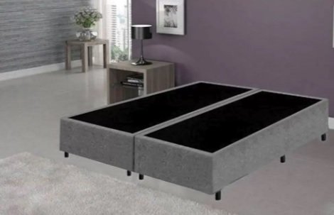 Cama Box King Size Bi Partida 193x203x36 Suede Cinza MadeiraMadeira