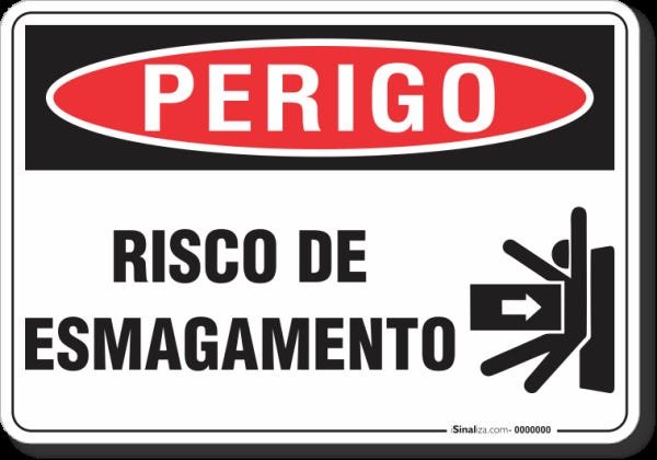 PLACA PERIGO RISCO DE ESMAGAMENTO MadeiraMadeira