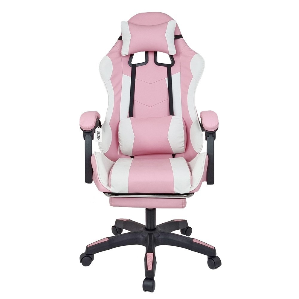 Cadeira Gamer Girat Ria Apoio De P Kelter Rosa E Branca V X