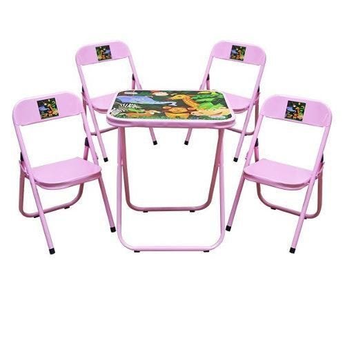 Mesa Atividade Bebe Infantil Mesinha Didática 4 Cadeiras Rosa