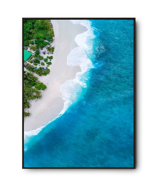 Quadro Tela Canvas Praia Mar Azul X M Moldura Flutuante Cor