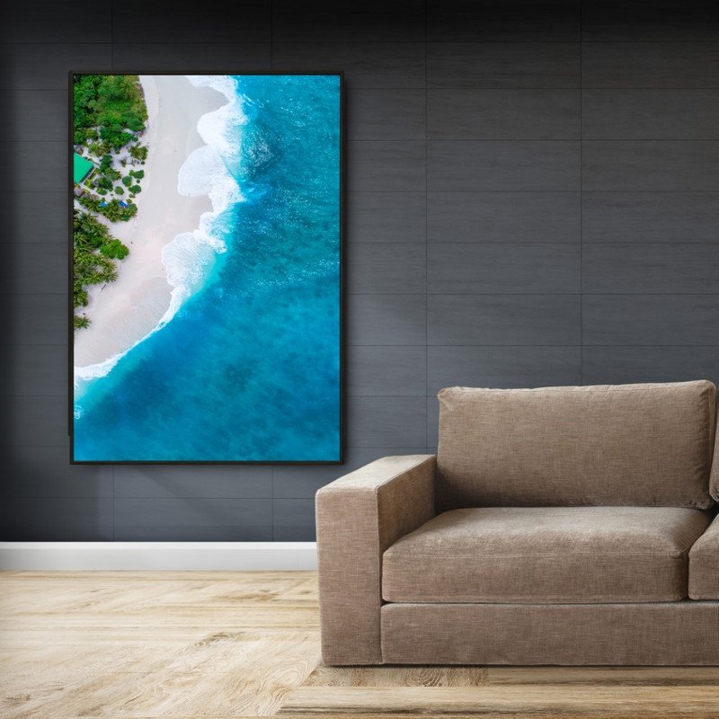 Quadro Tela Canvas Praia Mar Azul 1 50 X 1 00m Moldura Flutuante Cor