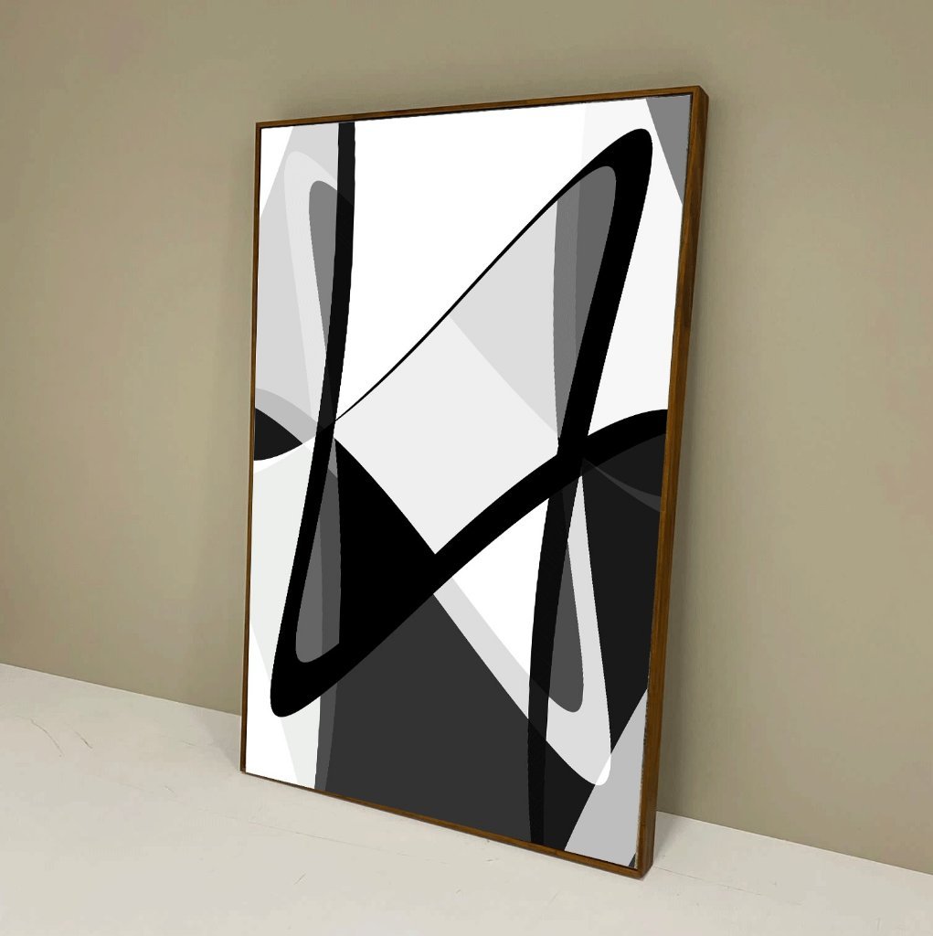 Quadro Decorativo Abstrato Linhas Preto E Branco X Preto