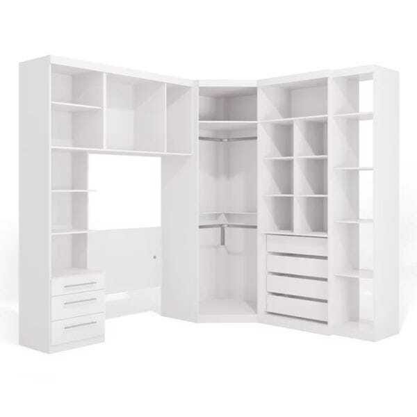 Quarto Solteiro 06 Peças Modulado Smart Branco CB386 Kappesberg