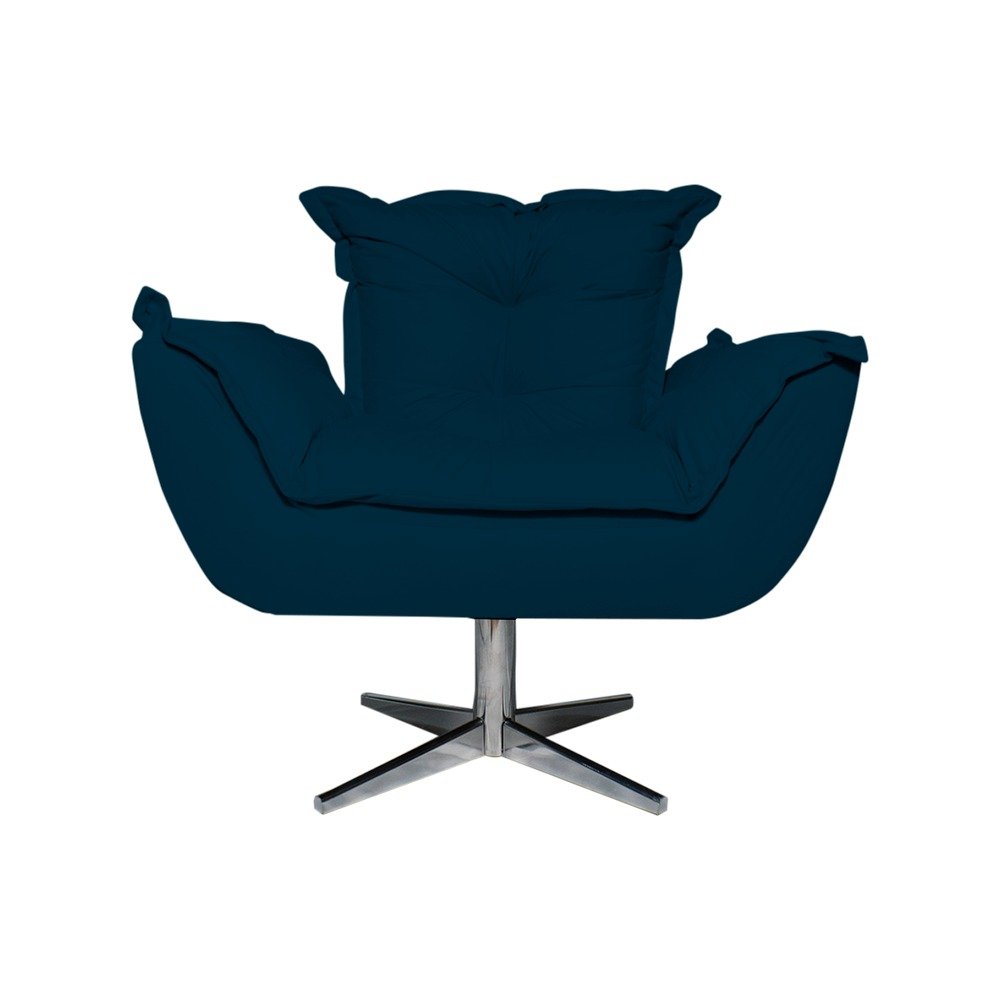 Poltrona Decorativa Opala Suede Azul Marinho Base Giratoria Web Shop