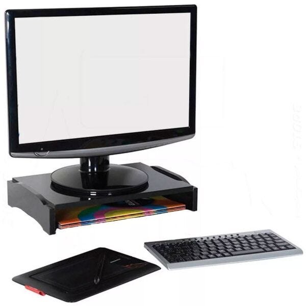 Suporte Para Monitor Modular Simples Em Mdf Preto R Madeiramadeira