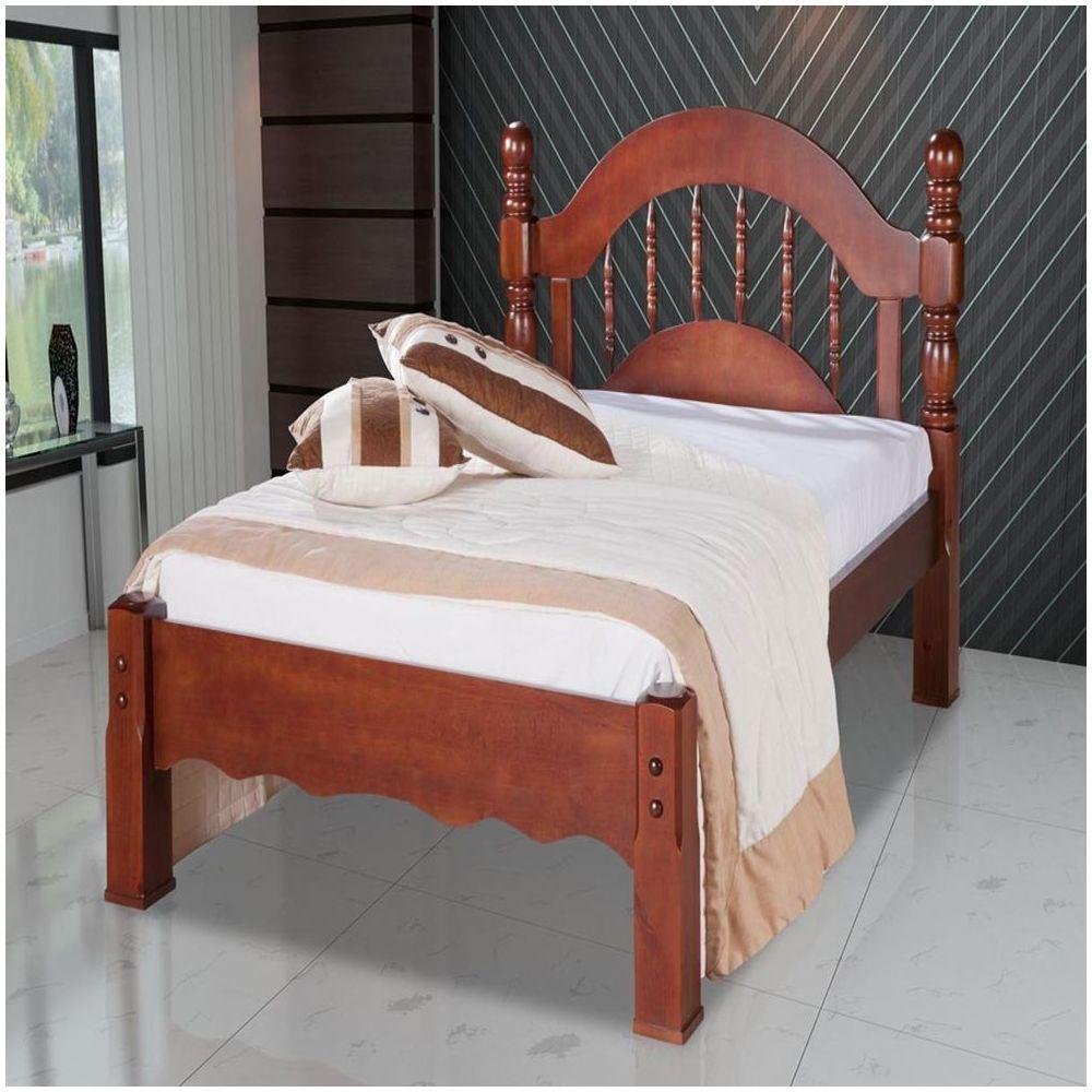 Cama De Casal Siena De Madeira Maciça Pinus Cor Avelã MadeiraMadeira