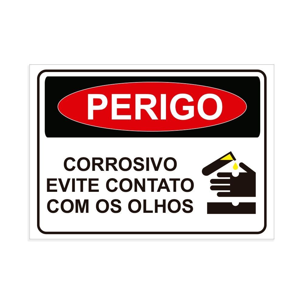 Placa De Sinaliza O Perigo Corrosivo Evite Contato Olhos Madeiramadeira