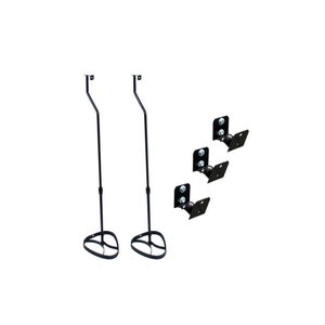 Kit 3 Suportes Parede + 2 Pedestais Para Home Theater Caixa Acústica Som Conjunto Universal -