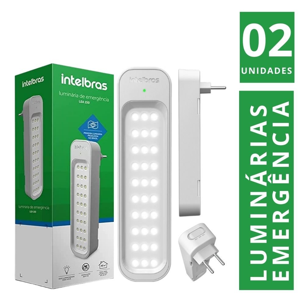 Kit 2 Luminária de Emergência Autônoma 30 Led Intelbras Lea 150 Branco